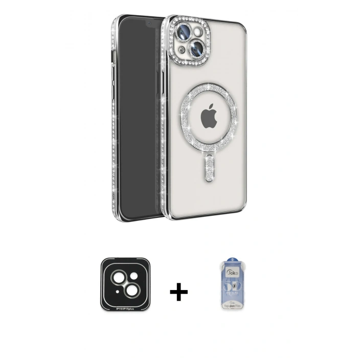 MARSİLYAN™- iPhone 15 Kılıf Zirve Doku Prime - Siyah Joko Magic 5D Cam + PVD Metal Kamera Lens - YL