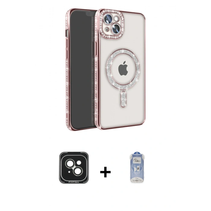 MARSİLYAN™- iPhone 15 Kılıf Zirve Doku Prime - Siyah Joko Magic 5D Cam + PVD Metal Kamera Lens - YL
