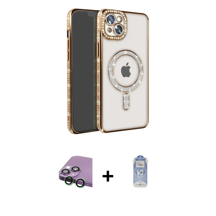 MARSİLYAN™- iPhone 15 Kılıf Zirve Doku Prime - Siyah Joko Magic 5D Cam + Raze Metal Kamera Lens - YL