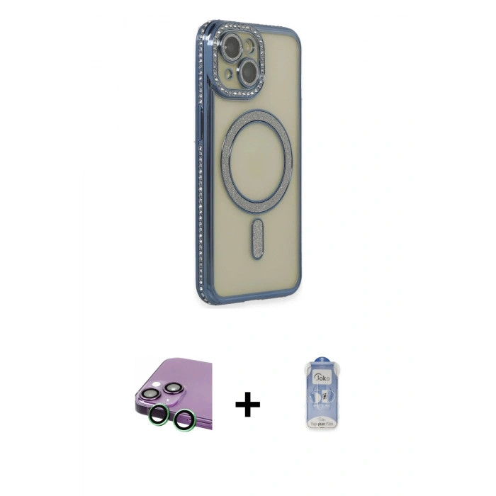 MARSİLYAN™- iPhone 15 Kılıf Zirve Doku Prime - Siyah Joko Magic 5D Cam + Raze Metal Kamera Lens - YL
