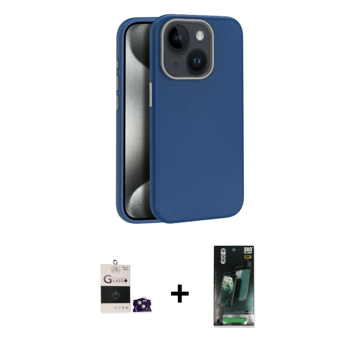 MARSİLYAN™- iPhone 15 Kılıf Zirve Modern Prime - Şeffaf 360 Full Body Arka Koruyucu + Bilvis Titan Kamera Lens - YL