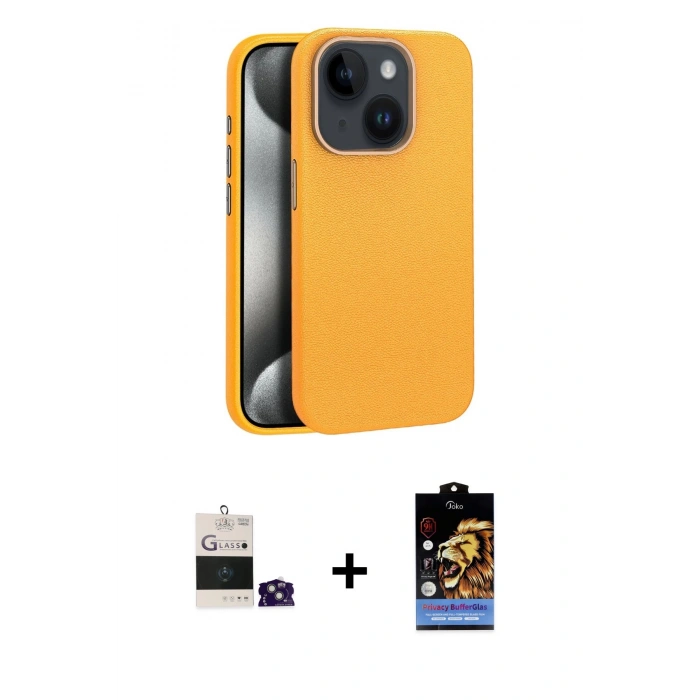 MARSİLYAN™- iPhone 15 Kılıf Zirve Modern Prime - Siyah Buffer Hayalet Cam Ekran Koruyucu + Bilvis Titan Kamera Lens - YL
