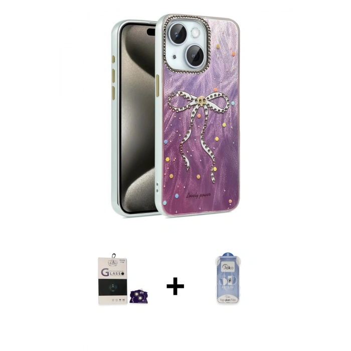 MARSİLYAN™- iPhone 15 Kılıf Zirve Modern Prime - Siyah Joko Magic 5D Cam + Bilvis Titan Kamera Lens - PE