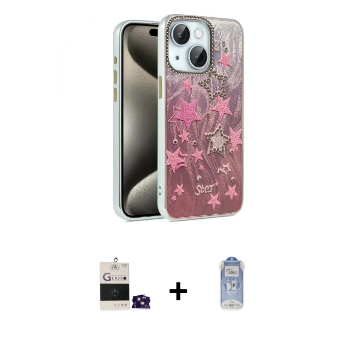 MARSİLYAN™- iPhone 15 Kılıf Zirve Modern Prime - Siyah Joko Magic 5D Cam + Bilvis Titan Kamera Lens - PE