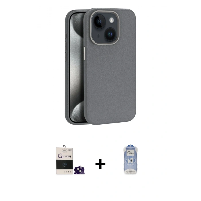 MARSİLYAN™- iPhone 15 Kılıf Zirve Modern Prime - Siyah Joko Magic 5D Cam + Bilvis Titan Kamera Lens - YL