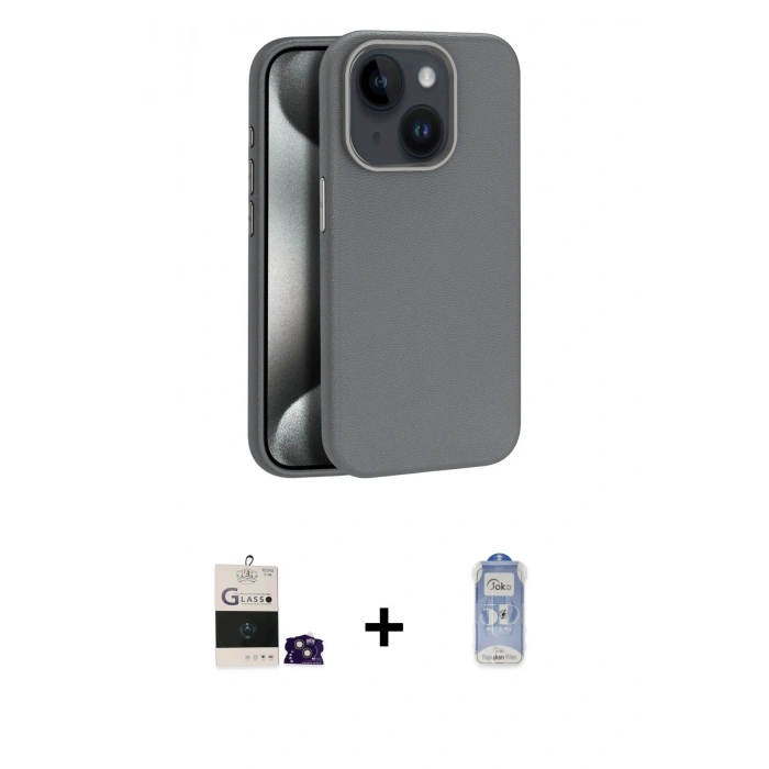 MARSİLYAN™- iPhone 15 Kılıf Zirve Modern Prime - Siyah Joko Magic 5D Cam + Bilvis Titan Kamera Lens - PE