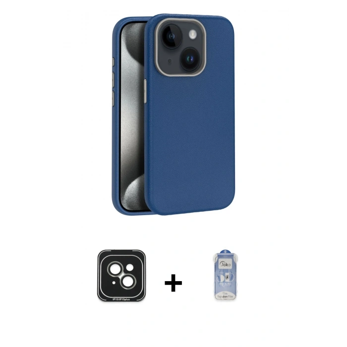 MARSİLYAN™- iPhone 15 Kılıf Zirve Modern Prime - Siyah Joko Magic 5D Cam + PVD Metal Kamera Lens - YL