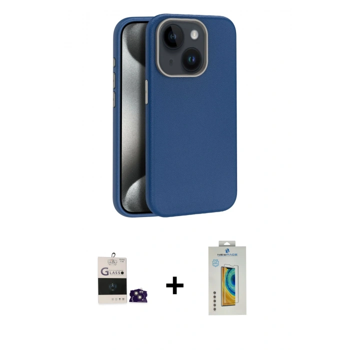 MARSİLYAN™- iPhone 15 Kılıf Zirve Modern Prime - Siyah Polymer Nano Ekran Koruyucu + Bilvis Titan Kamera Lens - PE