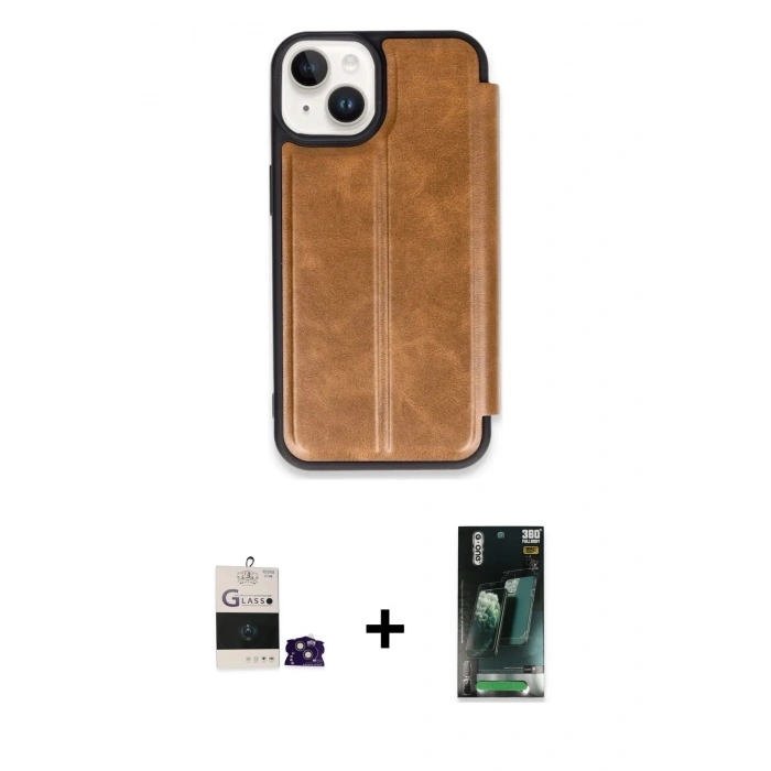 MARSİLYAN™- iPhone 15 Kılıf Zirve Yansıma Serisi - Şeffaf 360 Full Body Arka Koruyucu + Bilvis Titan Kamera Lens - PE