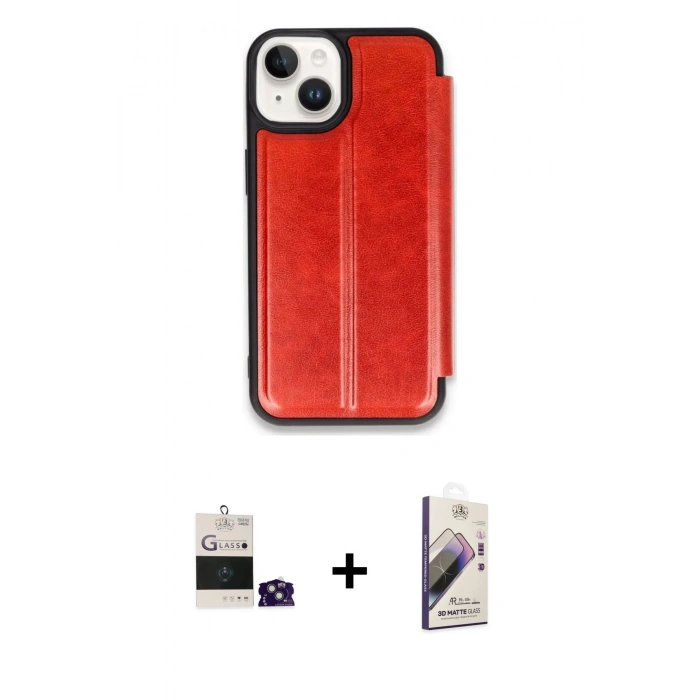MARSİLYAN™- iPhone 15 Kılıf Zirve Yansıma Serisi - Siyah Bilvis 3D Mat Cam Ekran Koruyucu + Bilvis Titan Kamera Lens - YL