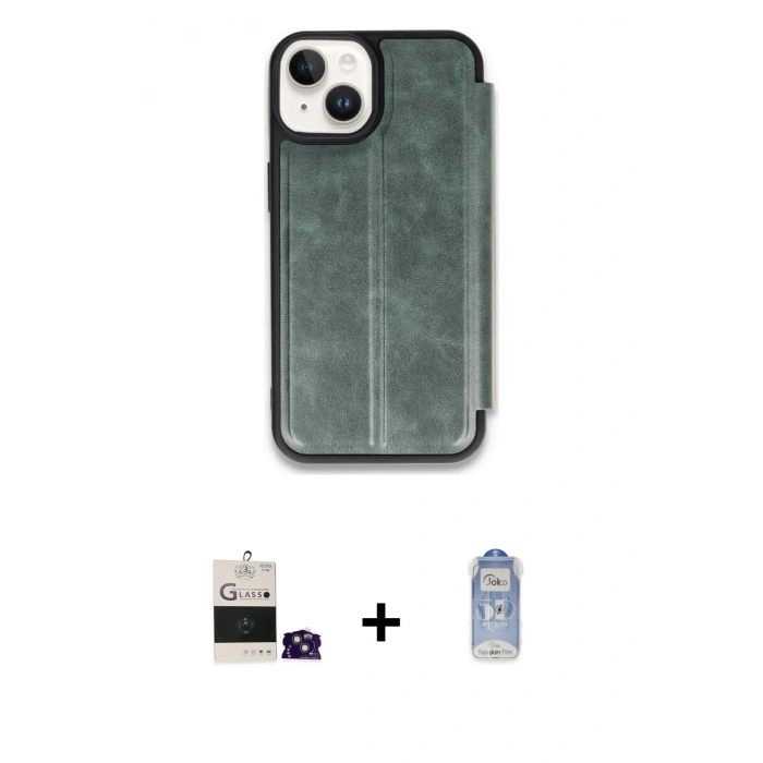 MARSİLYAN™- iPhone 15 Kılıf Zirve Yansıma Serisi - Siyah Joko Magic 5D Cam + Bilvis Titan Kamera Lens - PE