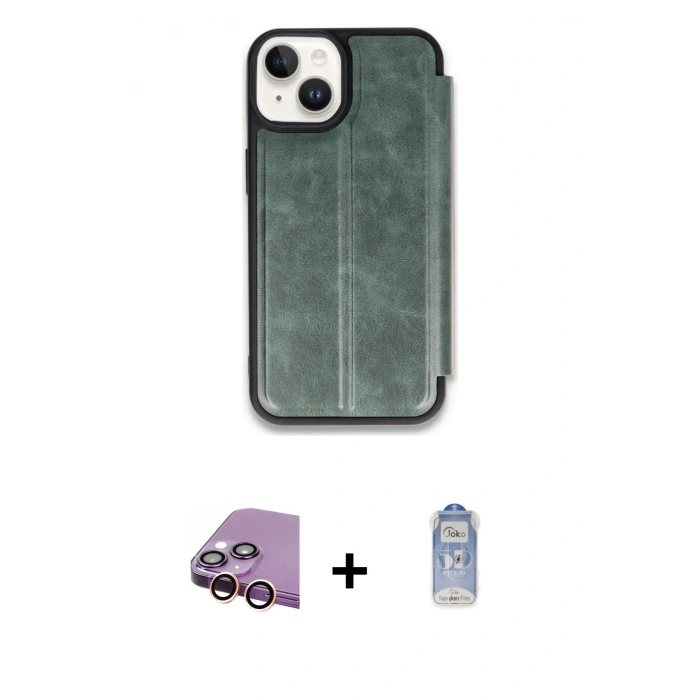 MARSİLYAN™- iPhone 15 Kılıf Zirve Yansıma Serisi - Siyah Joko Magic 5D Cam + Raze Metal Kamera Lens - PE