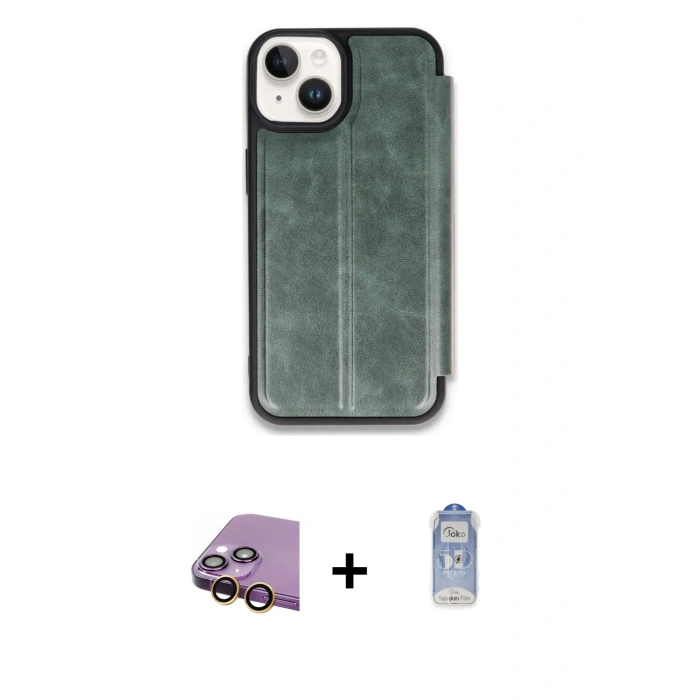MARSİLYAN™- iPhone 15 Kılıf Zirve Yansıma Serisi - Siyah Joko Magic 5D Cam + Raze Metal Kamera Lens - SI