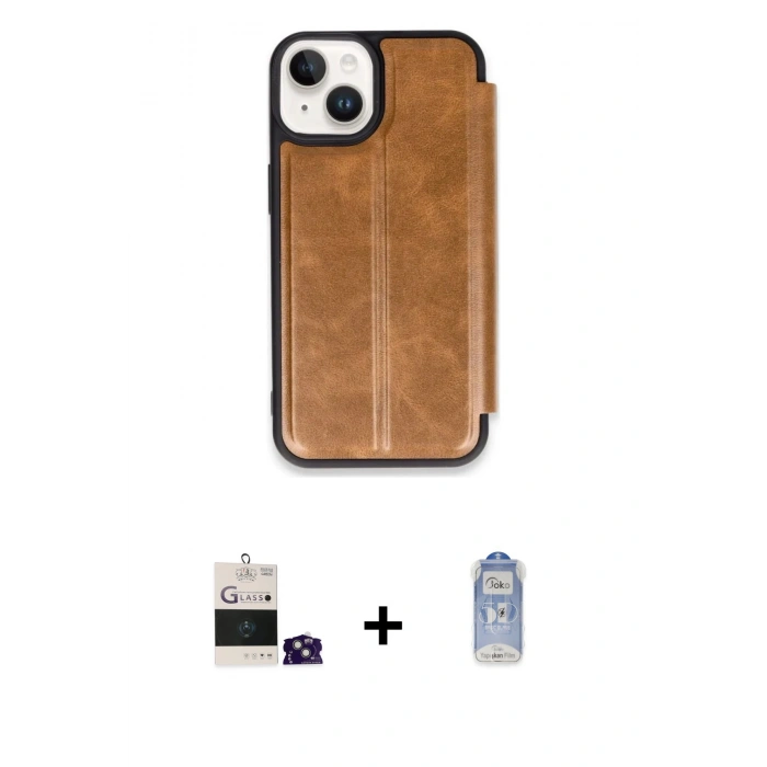 MARSİLYAN™- iPhone 15 Kılıf Zirve Yansıma Serisi - Siyah Joko Magic 5D Cam + Bilvis Titan Kamera Lens - YL
