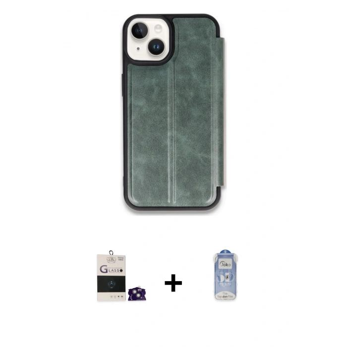 MARSİLYAN™- iPhone 15 Kılıf Zirve Yansıma Serisi - Siyah Joko Magic 5D Cam + Bilvis Titan Kamera Lens - YL
