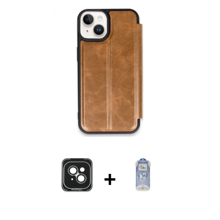 MARSİLYAN™- iPhone 15 Kılıf Zirve Yansıma Serisi - Siyah Joko Magic 5D Cam + PVD Metal Kamera Lens - YL