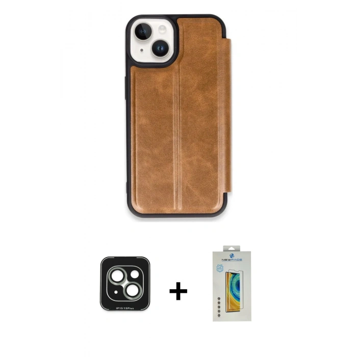 MARSİLYAN™- iPhone 15 Kılıf Zirve Yansıma Serisi - Siyah Polymer Nano Ekran Koruyucu + PVD Metal Kamera Lens - YL