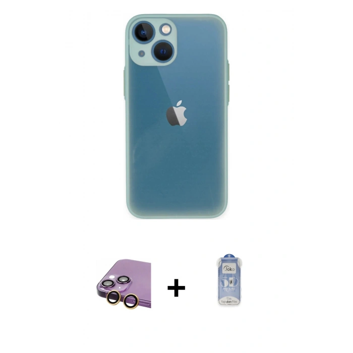 MARSİLYAN™- iPhone 15 Plus Kılıf Ahenk Çizgi Serisi - Siyah Joko Magic 5D Cam + Raze Metal Kamera Lens - SI