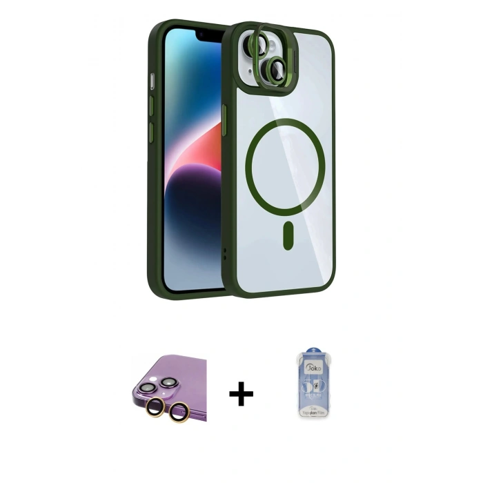 MARSİLYAN™- iPhone 15 Plus Kılıf Yadigar Asil Koleksiyonu - Siyah Joko Magic 5D Cam + Raze Metal Kamera Lens - SI