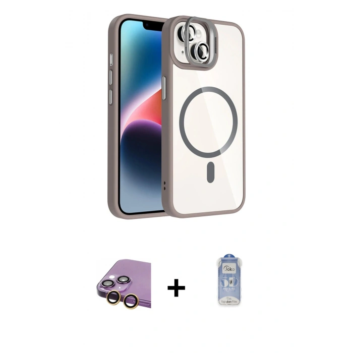 MARSİLYAN™- iPhone 15 Plus Kılıf Yadigar Asil Koleksiyonu - Siyah Joko Magic 5D Cam + Raze Metal Kamera Lens - SI