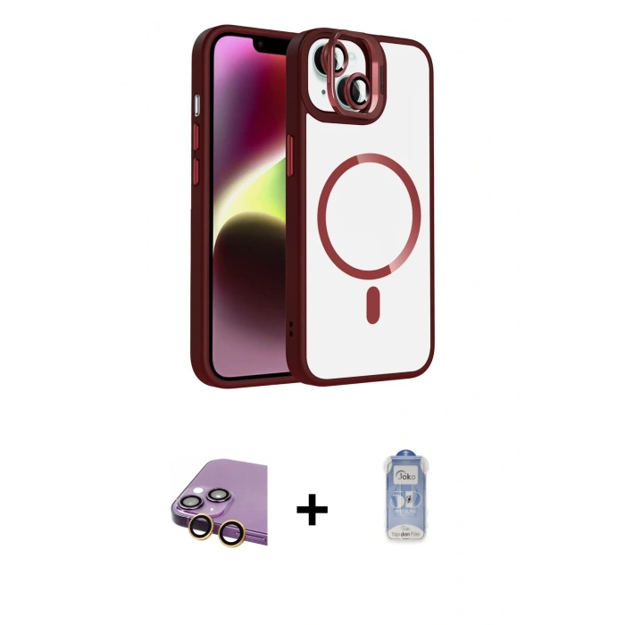 MARSİLYAN™- iPhone 15 Plus Kılıf Yadigar Asil Koleksiyonu - Siyah Joko Magic 5D Cam + Raze Metal Kamera Lens - SI