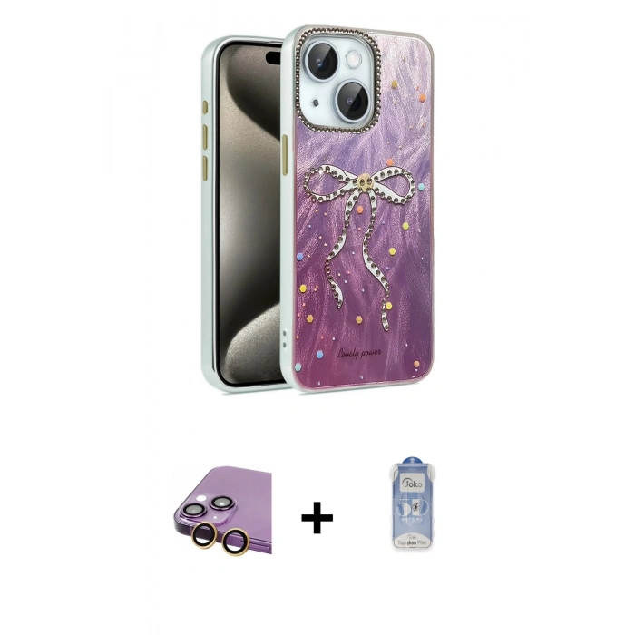 MARSİLYAN™- iPhone 15 Plus Kılıf Zirve Modern Prime - Siyah Joko Magic 5D Cam + Raze Metal Kamera Lens - SI