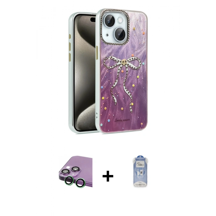 MARSİLYAN™- iPhone 15 Plus Kılıf Zirve Modern Prime - Siyah Joko Magic 5D Cam + Raze Metal Kamera Lens - YL