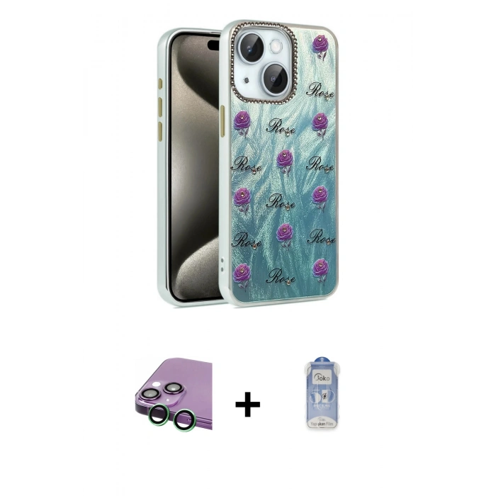 MARSİLYAN™- iPhone 15 Plus Kılıf Zirve Modern Prime - Siyah Joko Magic 5D Cam + Raze Metal Kamera Lens - YL