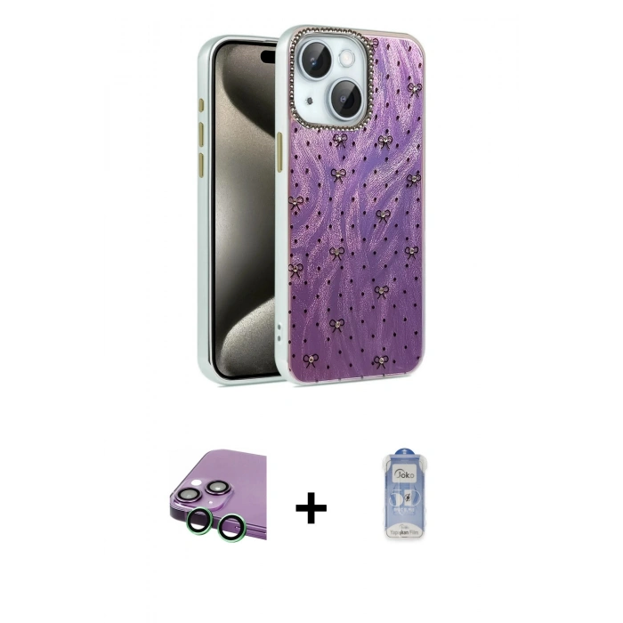 MARSİLYAN™- iPhone 15 Plus Kılıf Zirve Modern Prime - Siyah Joko Magic 5D Cam + Raze Metal Kamera Lens - YL