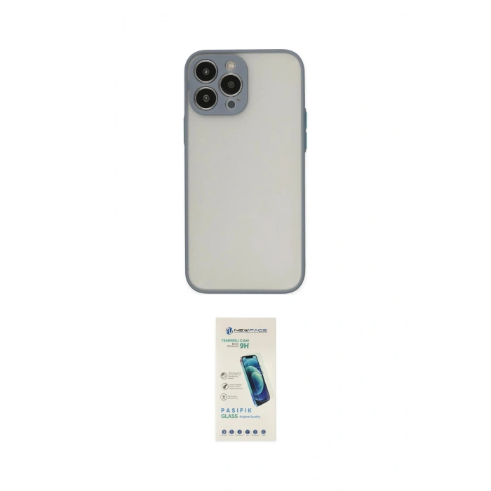 MARSİLYAN™- iPhone 15 Pro Kılıf Ahenk Çizgi Serisi - Şeffaf Pasifik Cam Ekran Koruyucu