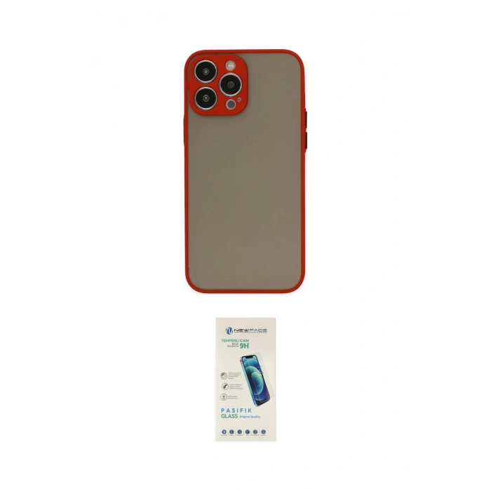 MARSİLYAN™- iPhone 15 Pro Kılıf Ahenk Çizgi Serisi - Şeffaf Pasifik Cam Ekran Koruyucu