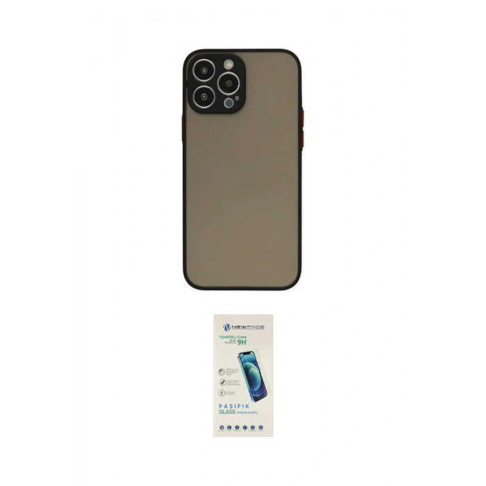 MARSİLYAN™- iPhone 15 Pro Kılıf Ahenk Çizgi Serisi - Şeffaf Pasifik Cam Ekran Koruyucu