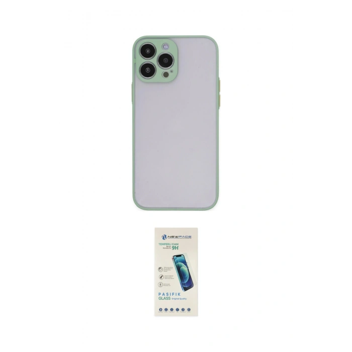 MARSİLYAN™- iPhone 15 Pro Kılıf Ahenk Çizgi Serisi - Şeffaf Pasifik Cam Ekran Koruyucu