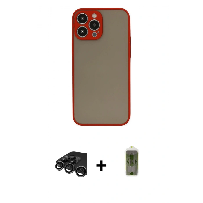 MARSİLYAN™- iPhone 15 Pro Kılıf Ahenk Çizgi Serisi - Siyah Joko Magic 5D Hayalet Cam + Raze Metal Kamera Lens - TMGI