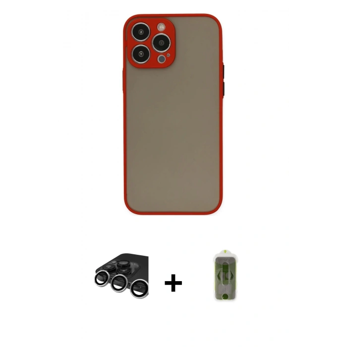 MARSİLYAN™- iPhone 15 Pro Kılıf Ahenk Çizgi Serisi - Siyah Joko Magic 5D Hayalet Cam + Raze Metal Kamera Lens - GS