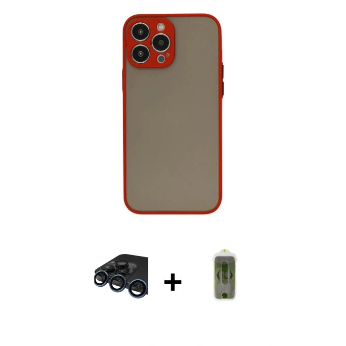 MARSİLYAN™- iPhone 15 Pro Kılıf Ahenk Çizgi Serisi - Siyah Joko Magic 5D Hayalet Cam + Raze Metal Kamera Lens - LT