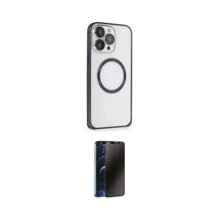 MARSİLYAN™- iPhone 15 Pro Kılıf Ahenk Işık Serisi - Siyah 3D Antistatik Hayalet Cam Ekran Koruyucu