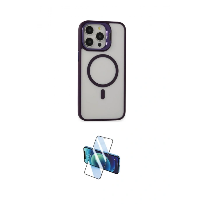 MARSİLYAN™- iPhone 15 Pro Kılıf Ahenk Klasik Özel Seri - Siyah 3D Antistatik Cam Ekran Koruyucu