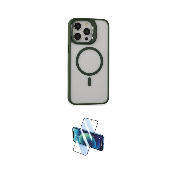 MARSİLYAN™- iPhone 15 Pro Kılıf Ahenk Klasik Özel Seri - Siyah 3D Antistatik Cam Ekran Koruyucu