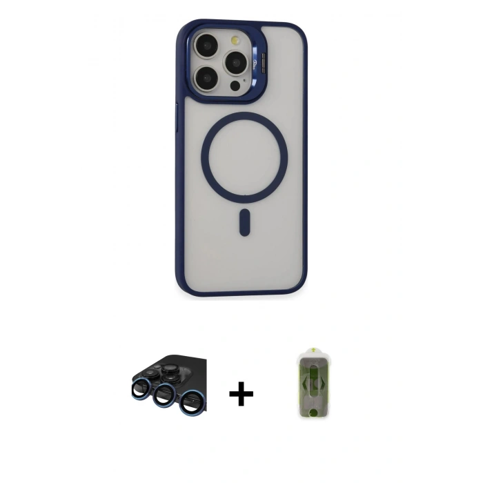 MARSİLYAN™- iPhone 15 Pro Kılıf Ahenk Klasik Özel Seri - Siyah Joko Magic 5D Hayalet Cam + Raze Metal Kamera Lens - LT