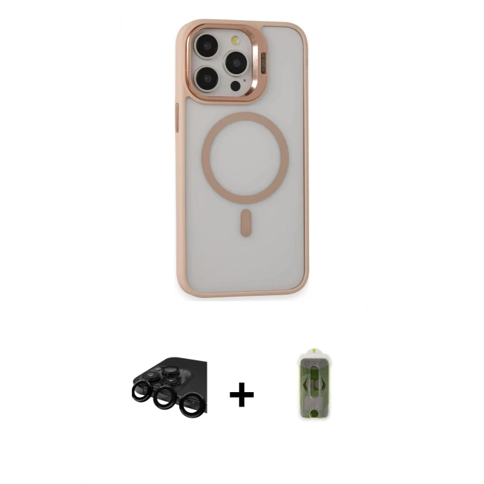MARSİLYAN™- iPhone 15 Pro Kılıf Ahenk Klasik Özel Seri - Siyah Joko Magic 5D Hayalet Cam + Siyah Raze Metal Kamera Lens