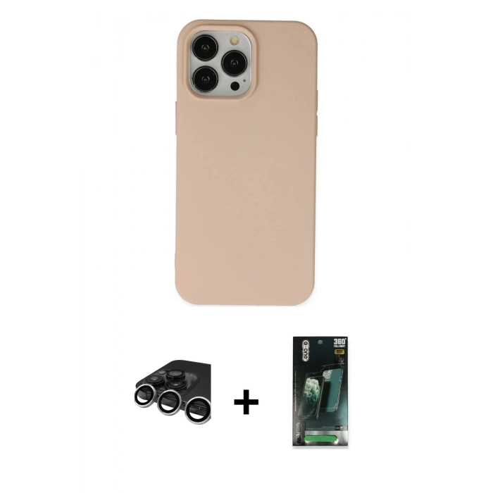 MARSİLYAN™- iPhone 15 Pro Kılıf Ahenk Serisi - Şeffaf 360 Full Body Arka Koruyucu + Raze Metal Kamera Lens - GS