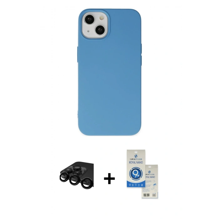 MARSİLYAN™- iPhone 15 Pro Kılıf Ahenk Serisi - Şeffaf Royal Nano Ekran Koruyucu + Raze Metal Kamera Lens - SH