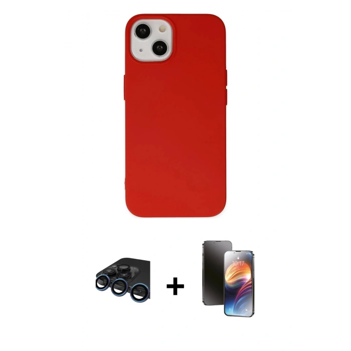 MARSİLYAN™- iPhone 15 Pro Kılıf Ahenk Serisi - Siyah 3D Antistatik Mat Seramik Nano Ekran Koruyucu + Raze Metal Kamera Lens - LT