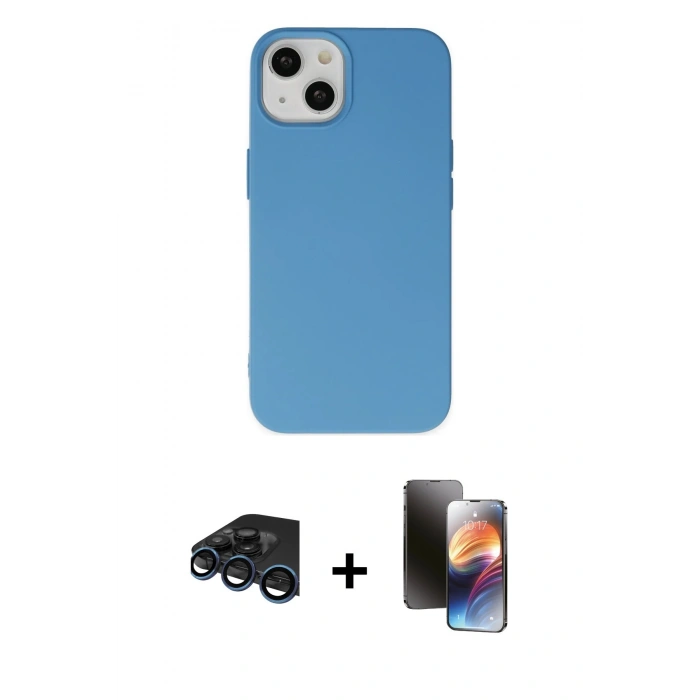 MARSİLYAN™- iPhone 15 Pro Kılıf Ahenk Serisi - Siyah 3D Antistatik Mat Seramik Nano Ekran Koruyucu + Raze Metal Kamera Lens - LT