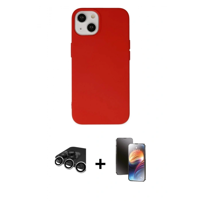 MARSİLYAN™- iPhone 15 Pro Kılıf Ahenk Serisi - Siyah 3D Antistatik Mat Seramik Nano Ekran Koruyucu + Raze Metal Kamera Lens - GS