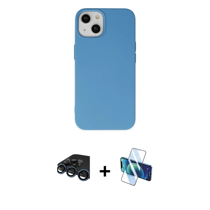 MARSİLYAN™- iPhone 15 Pro Kılıf Ahenk Serisi - Siyah 3D Antistatik Seramik Nano Ekran Koruyucu + Raze Metal Kamera Lens - LT