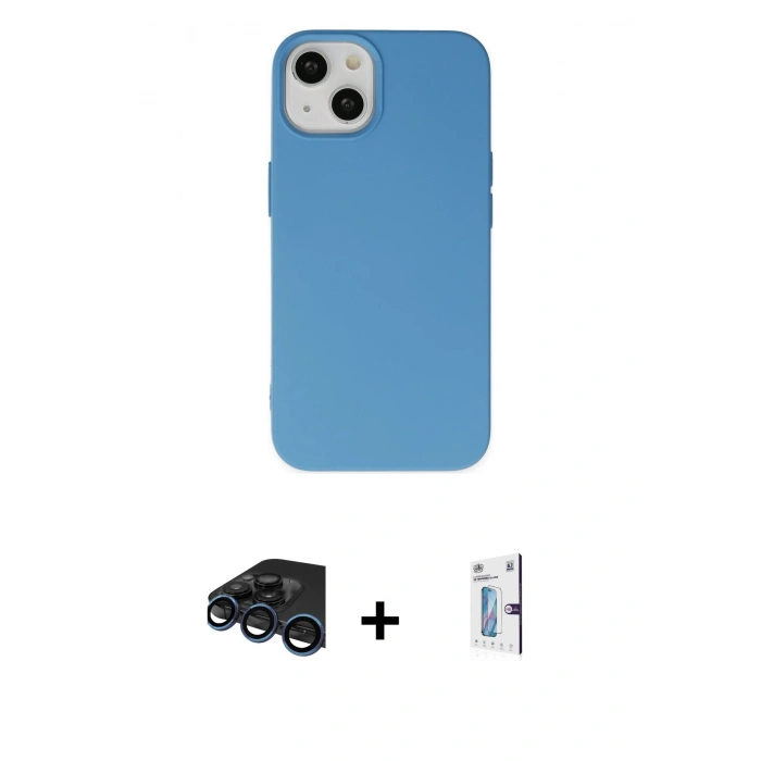 MARSİLYAN™- iPhone 15 Pro Kılıf Ahenk Serisi - Siyah Bilvis 0.18mm Plus Cam Ekran Koruyucu + Raze Metal Kamera Lens - LT