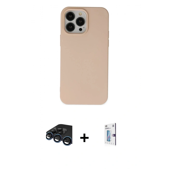 MARSİLYAN™- iPhone 15 Pro Kılıf Ahenk Serisi - Siyah Bilvis 0.18mm Plus Cam Ekran Koruyucu + Raze Metal Kamera Lens - LT