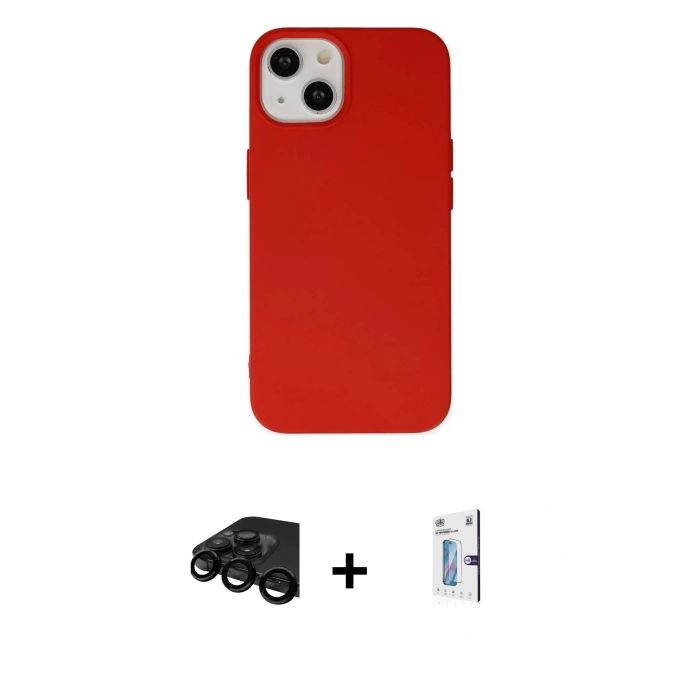 MARSİLYAN™- iPhone 15 Pro Kılıf Ahenk Serisi - Siyah Bilvis 0.18mm Plus Cam Ekran Koruyucu + Raze Metal Kamera Lens - SH